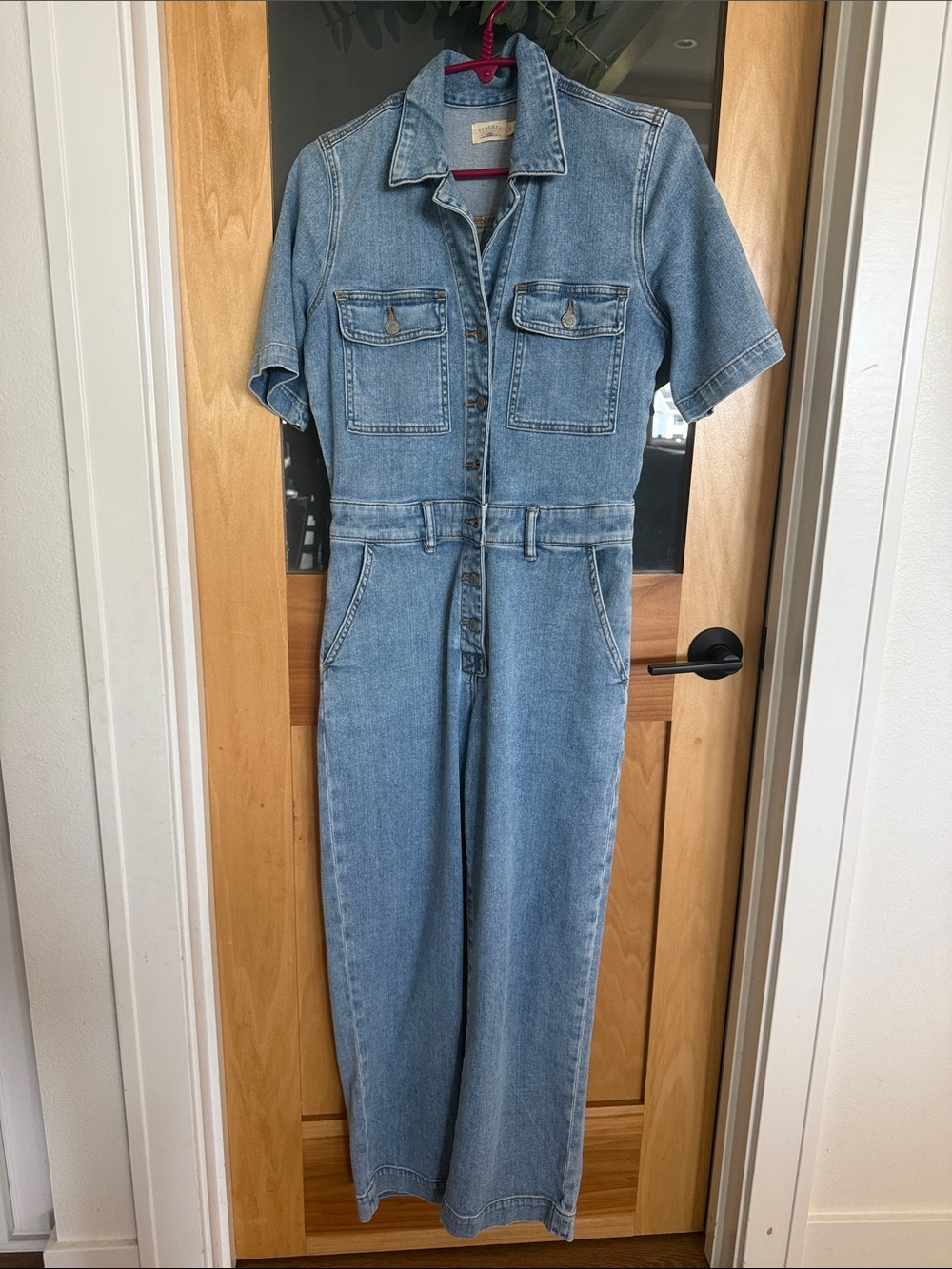 Faherty Light Blue Denim Short-Sleeve Utility Jumpsuit